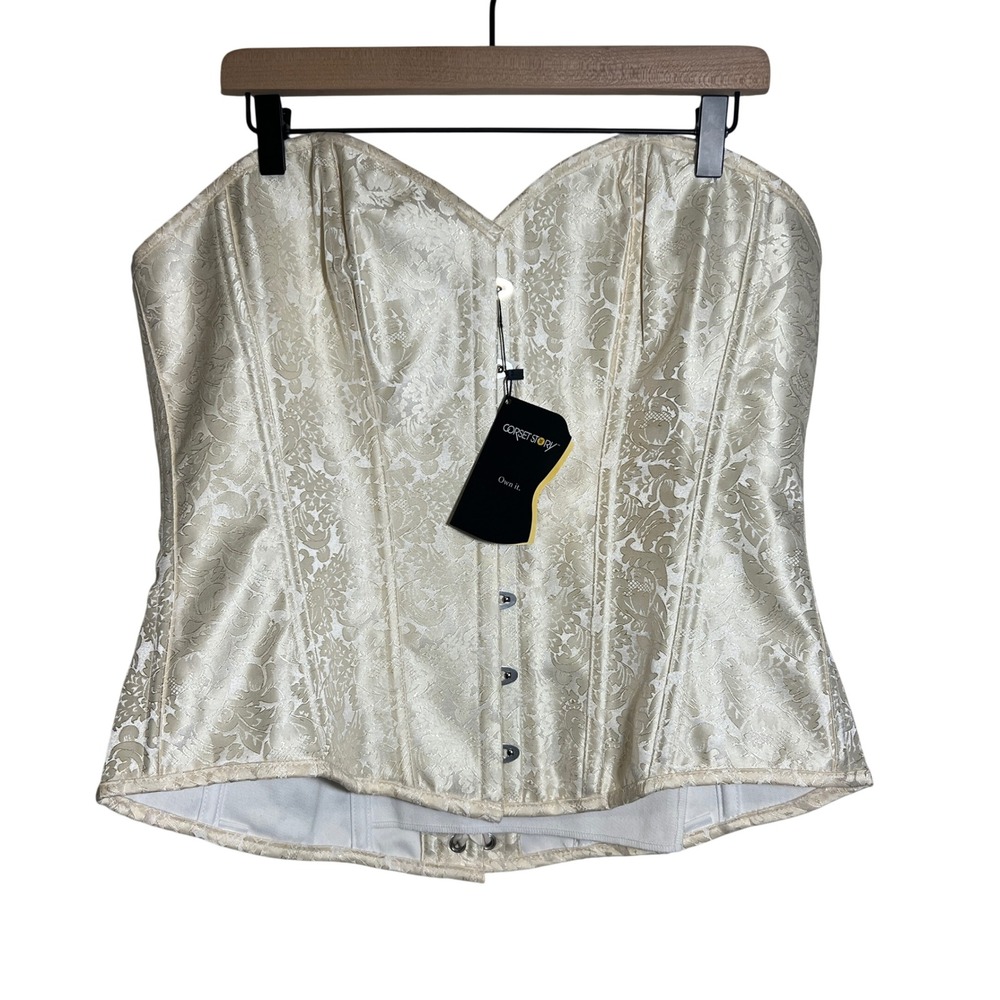 Corset Story Instant Shape Overbust Corset in Cream Brocade UK 22 (US 18), NWT